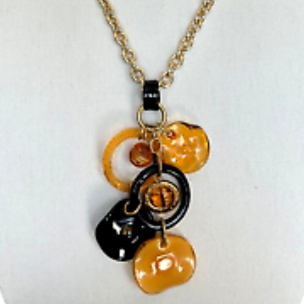 Antica Murrina Shiva-Amber Murano Glass Pendant Necklace